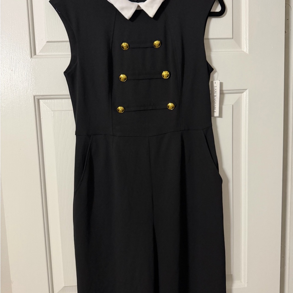 Stylish Black women jumpsuit with Gold Accents size 6